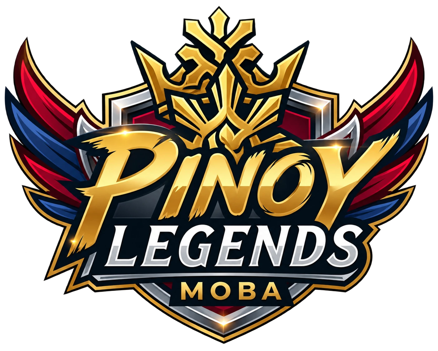 Pinoy Legends MOBA — gold shield and crown with red and blue wings